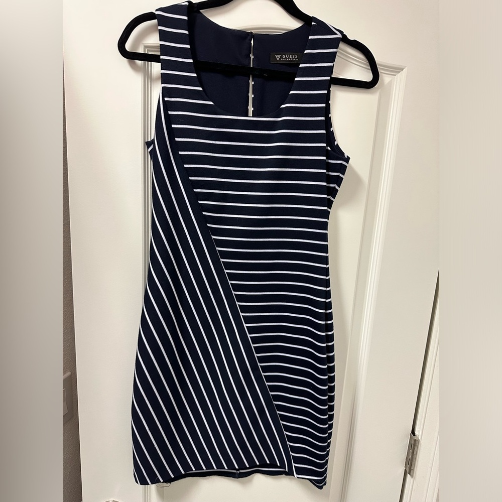 Guess dress navy and white striped size 2
